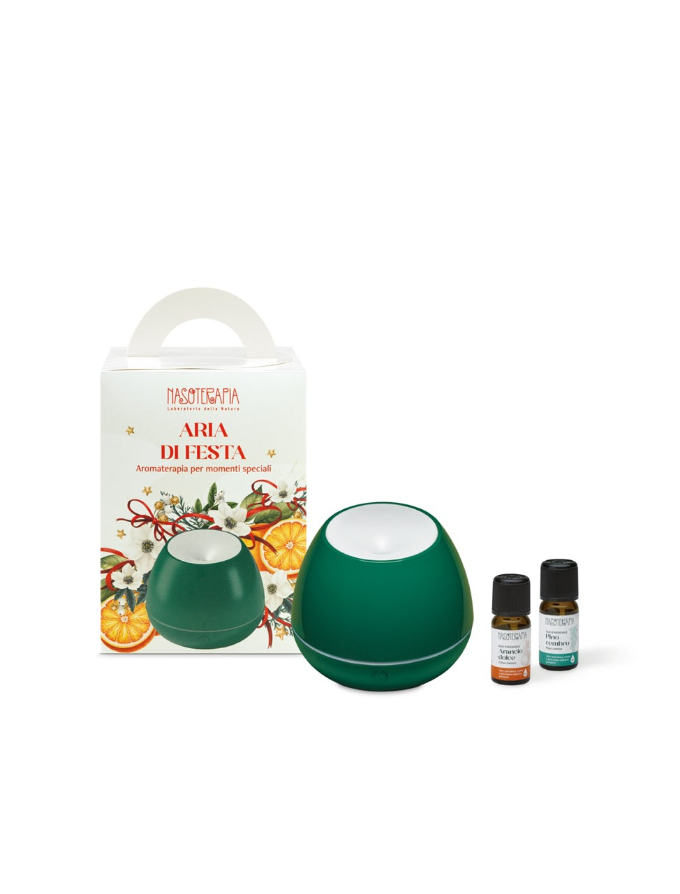 Kit Aria di Festa con Diffusore a ultrasuoni Ghianda Verde con Oli Essenziali