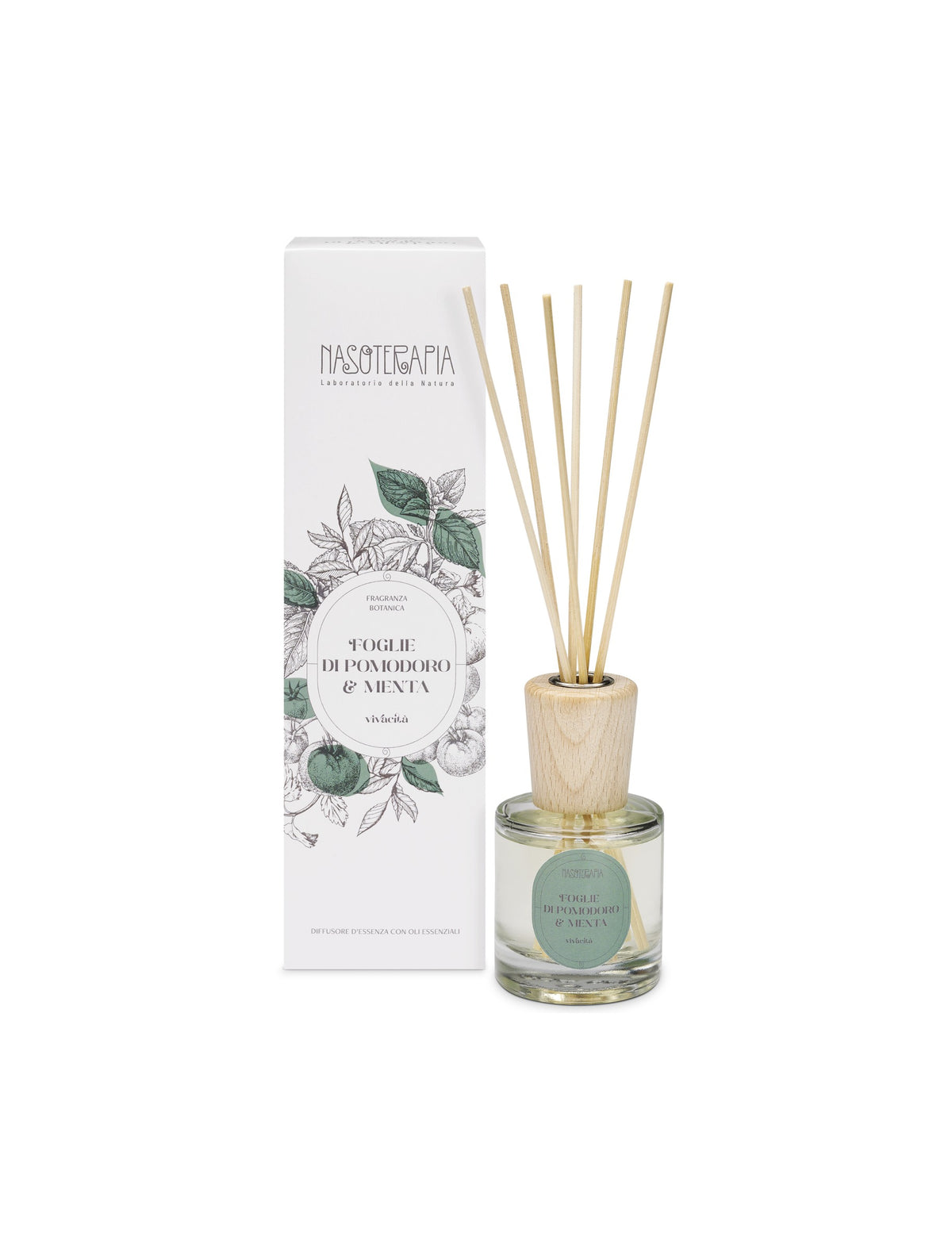 Nasoterapia Diffusore con bastoncini - Foglie di Pomodoro e Menta 100 ml