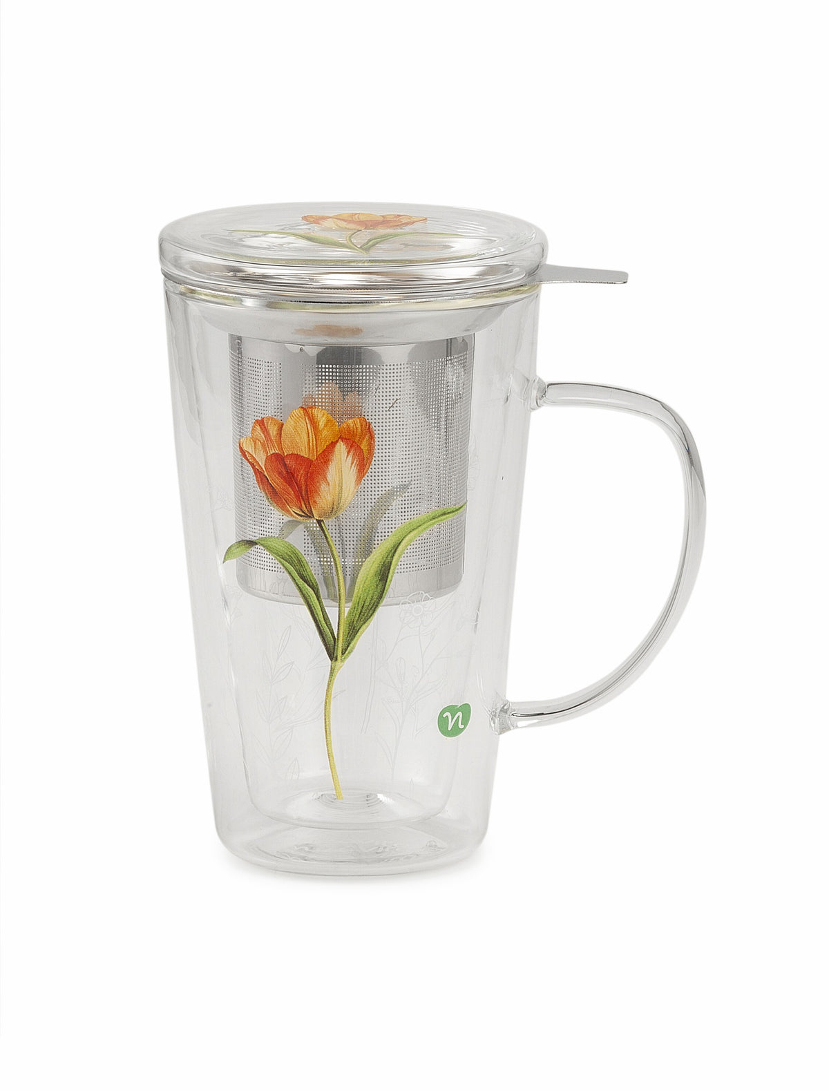 Neavita Infusiera in vetro doppio muro TULIPANO GIALLO 300 ml